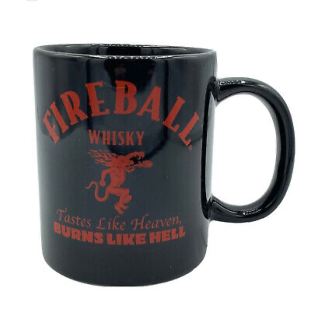 Fireball Whiskey Coffee Mug Black And Red Tastes Like Heaven Burns Like Hell